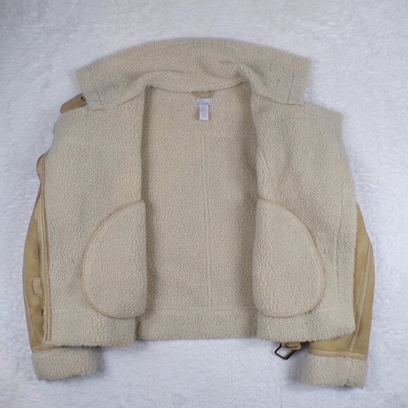 West of Melrose Full Zip Tan Shearling Jacket with Belt Faux Suede Size XS - Picture 4 of 12